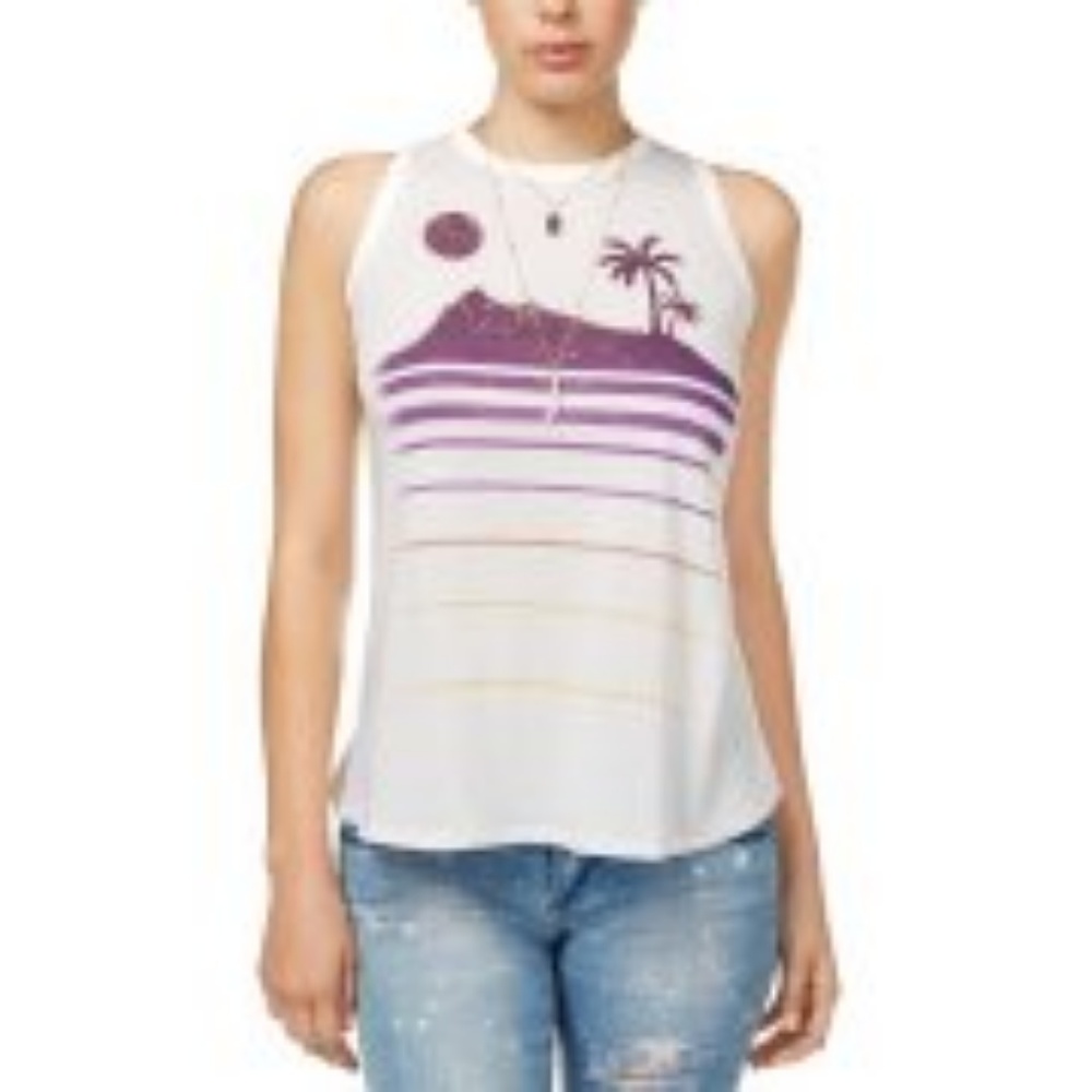 Carbon Copy Cotton Graphic Tulip Back Tank